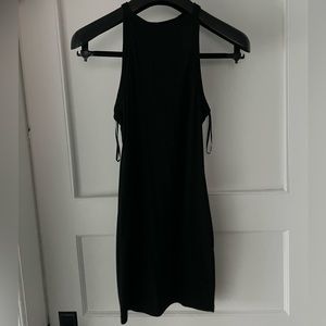 Black ribbed casual bodycon